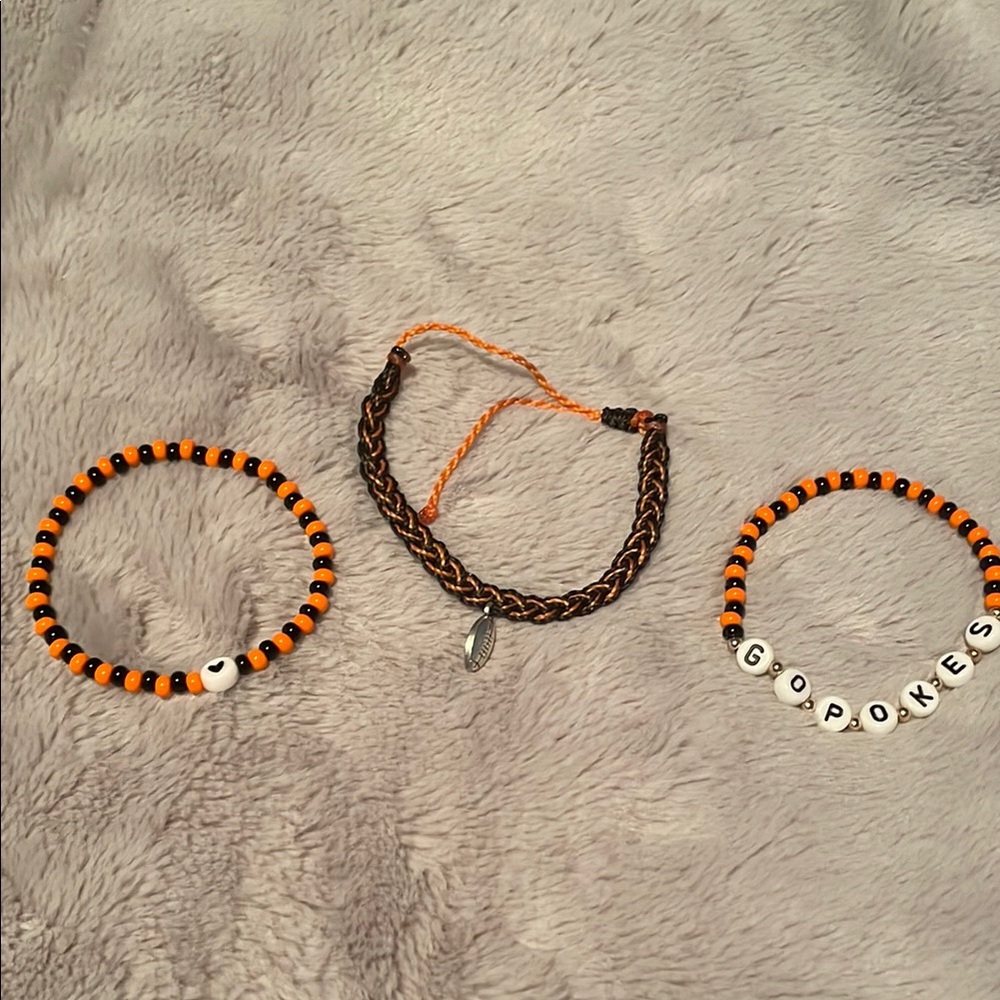 Orange and Black Beaded Bracelets Set